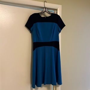 Blue color block dress